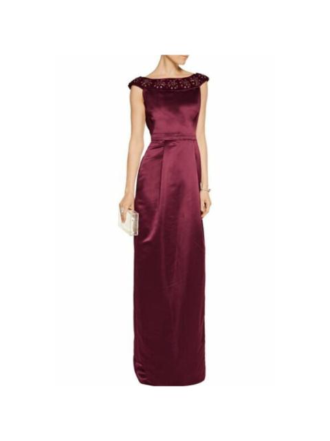 Other Designers RAOUL Gown Burgundy Red Satin Column Embellished Long Dress SZ 0 NWT $705