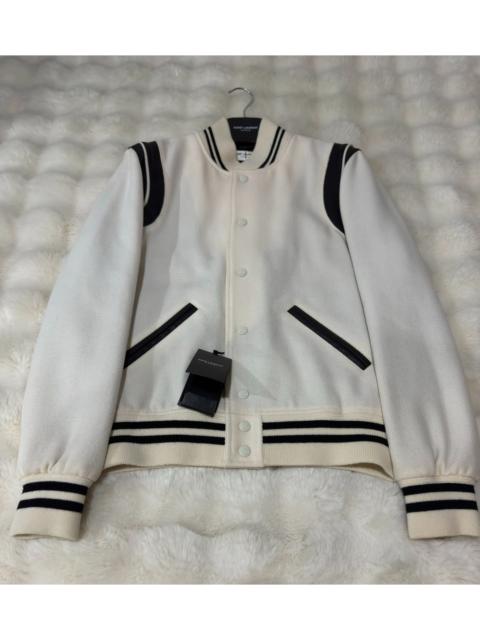 SAINT LAURENT Brand new Saint Laurent (YSL) white Teddy varsity jacket.