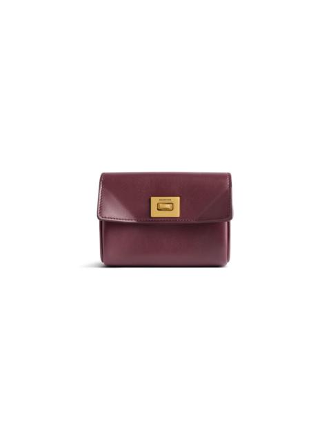 BALENCIAGA Women's Rodeo Flap Card Holder in Burgundy