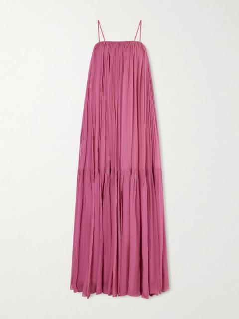Chloé Tiered Pleated Silk-chiffon Maxi Dress