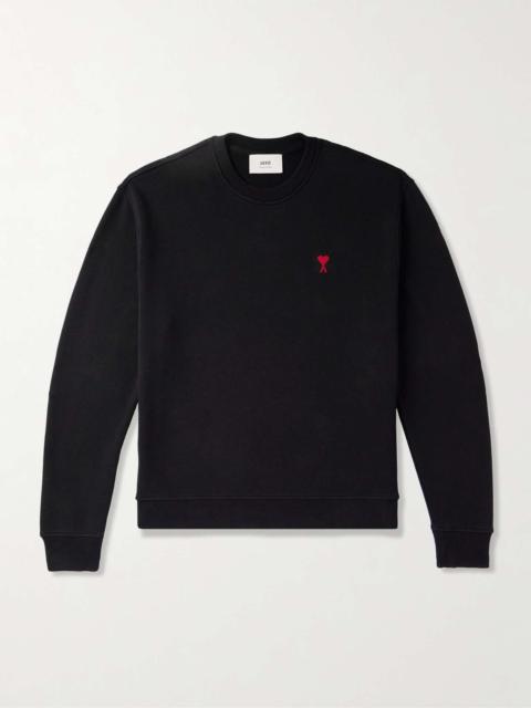AMI Paris Ami de Coeur Logo-Embroidered Cotton-Blend Jersey Sweatshirt