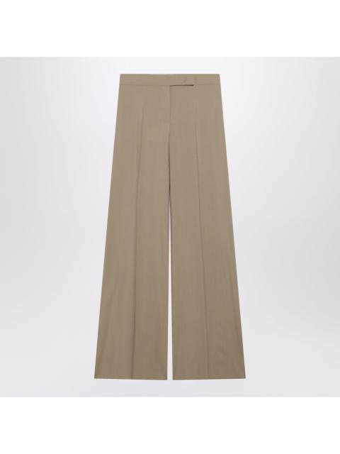 Max Mara Max Mara Wide-Leg Trousers In Sand-Colored Wool And Silk Poplin Women
