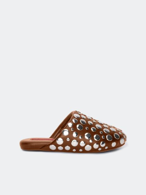 SIMONMILLER Studded Bubble Slipper in Choco Brown/Silver