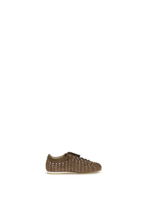 Mach & Mach Women Brown Suede Crystal Ray Ballet Runner (1