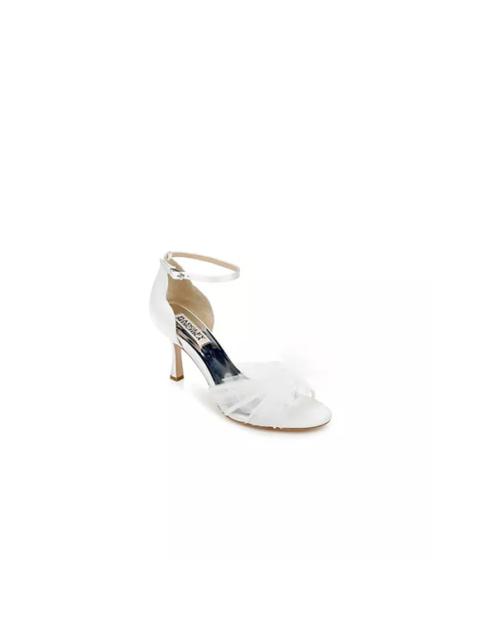 Other Designers Badgley Mischka Terris Spool Heel Leather Tuelle Embellished Bow Tie Ivory 8M