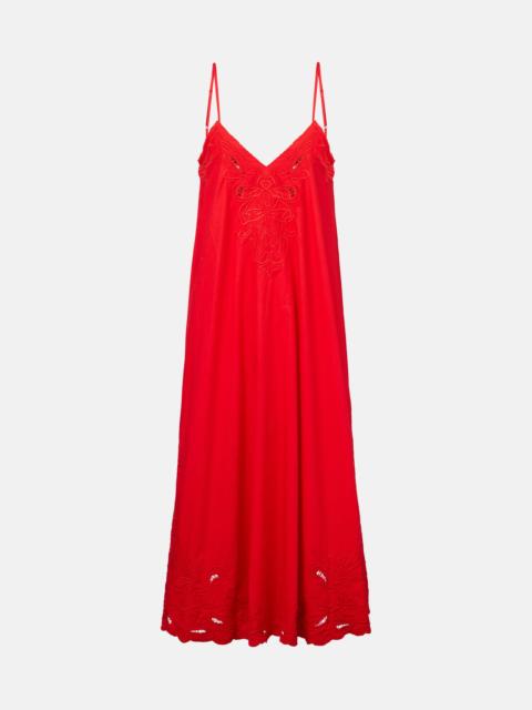 juliet dunn Embroidered cotton poplin midi dress