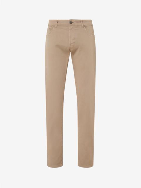 CORNELIANI Beige garment-dyed stretch cotton jeans