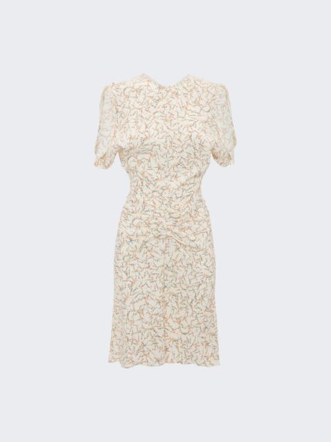 Victoria Beckham Gathered Waist Mini Dress Floral Ovation Peach