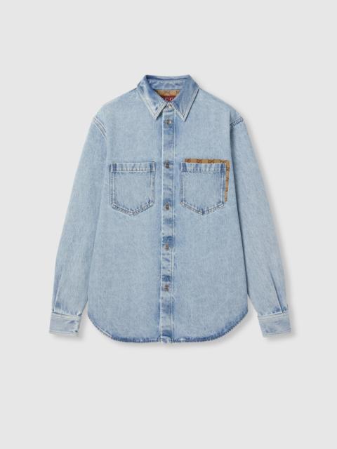 GUCCI Washed denim shirt with GG insert