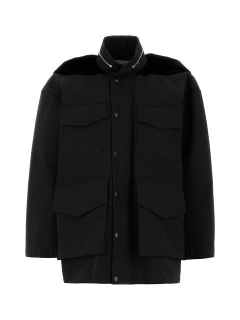 sacai Black grosgrain oversize jacket