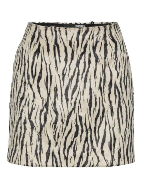 ROTATE Printed Faux Fur Skirt
