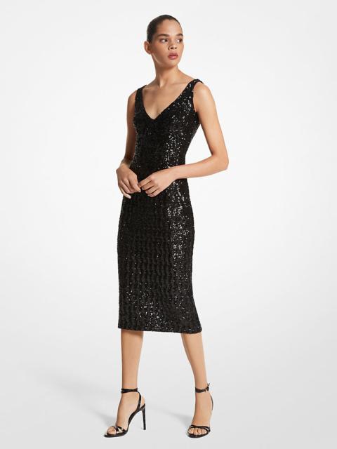 MICHAEL KORS COLLECTION Sequined Stretch Tulle Sheath Dress