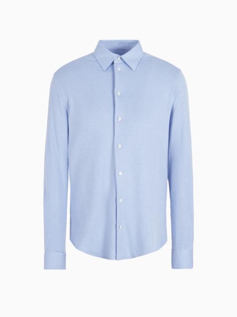 EMPORIO ARMANI ASV Lyocell-blend striped jersey shirt