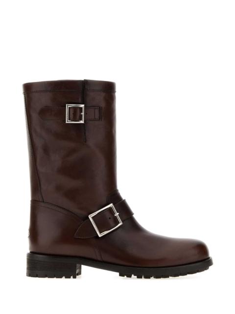 JIMMY CHOO Jimmy Choo Women Chocolate Leather Biker Boots