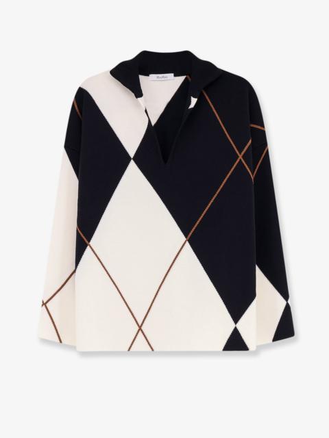 Max Mara Max Mara Mxmsala Argyle Pattern Virgin Wool Sweater Black