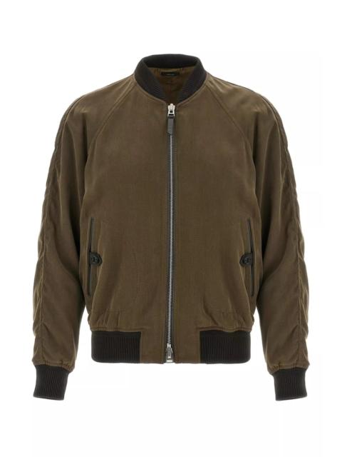 TOM FORD Tom Ford Men Gabardine Fluid Bomber Jacket