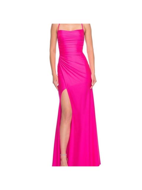 Other Designers NWT La Femme Strappy Open-Back Long Dress 31129 Neon‎ Pink Sz 2 $298