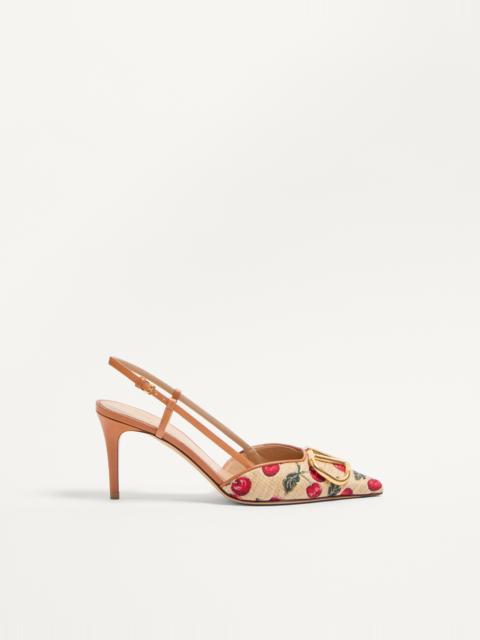 Valentino VLOGO SIGNATURE SLINGBACK PUMPS IN CHERRYFIC PATTERN 80MM