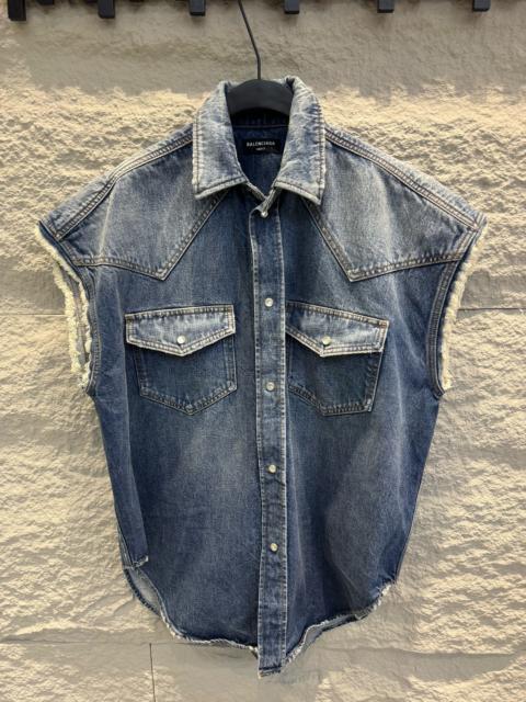 BALENCIAGA Balenciaga Raw-Cut Denim Vest
