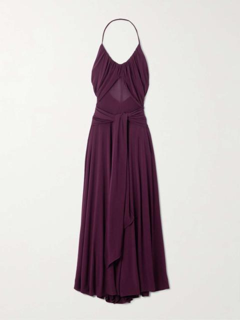 Stretch-jersey halterneck maxi dress Burgundy
