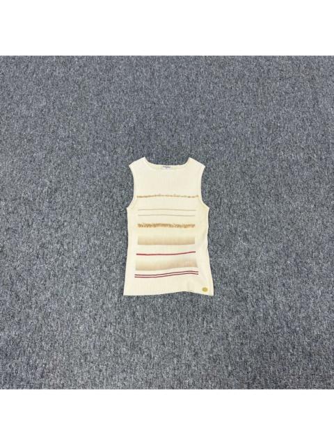 CHANEL Chanel White Printed Rib Knit Tank Top