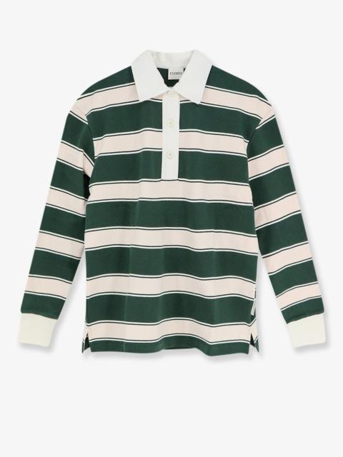 CLOSED Closed Striped Cotton Rugby Polo Shirt Green