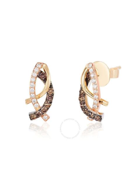 Other Designers Le Vian Ladies Chocolate Diamonds Earrings set in 14K Tri Color Gold