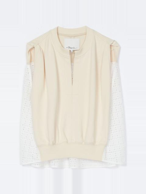 broderie anglaise french terry top
