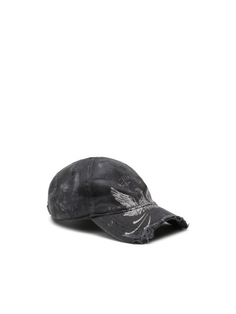 eagle-print distressed cap
