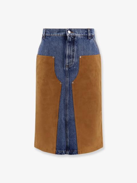 Stella McCartney Denim Skirt With Suede Inserts
