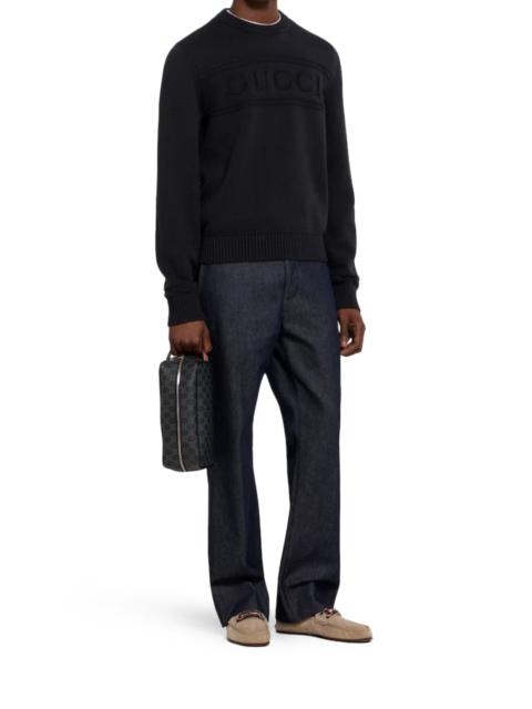 GUCCI COTTON KNITTED SWEATER WITH INTARSIA