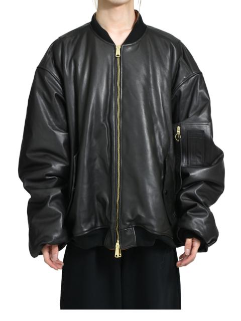 VETEMENTS OVERSIZED LEATHER BOMBER JACKET / BLK