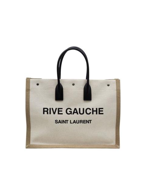 SAINT LAURENT Rive Gauche Tote Bag Beige White Black - New
