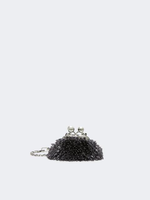 WEEKEND Max Mara Mini Pasticcino Bag in satin with rhinestones - BLACK