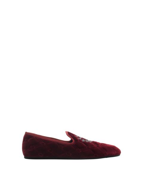 Burberry burberry Quilted Velvet Estate Slippers in Wine Red at Nordstrom