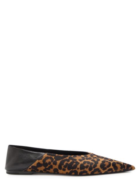 SAINT LAURENT Saint Laurent Nour Leopard-print Calf-hair Flats