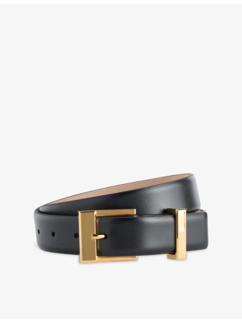 KHAITE Manhattan Square-Buckle Leather Belt