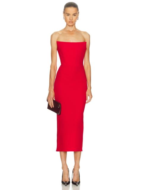 ALEX PERRY Strapless Stretch Crepe Midi Dress