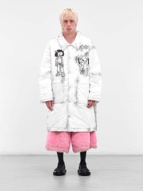 KIDILL White Punk Graphic Quilted Coat