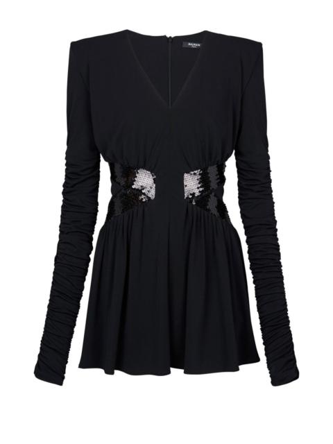 Balmain Sequin-embellished V-neck Mini Dress