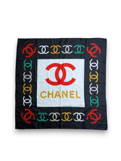 CHANEL Chanel Paris Silk Scarf Multicolour Vintage Rare Big Logo