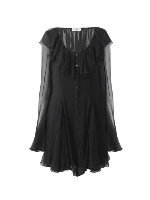 Chloé FLARED MINI DRESS IN SILK MOUSSELINE