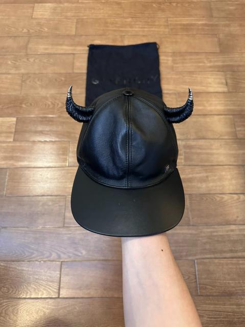 Givenchy Givenchy black leather horn cap