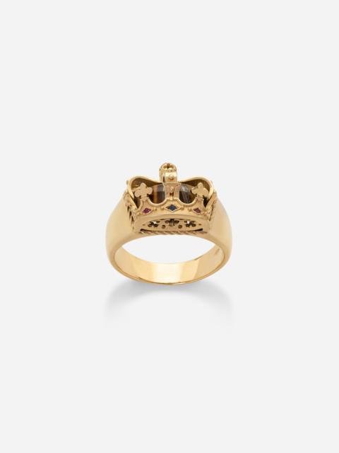 Dolce & Gabbana Crown yellow gold ring with iron eye on the inside
