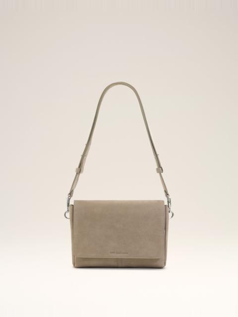 AMI Paris GREY COW LEATHER FLAP MESSENGER CARROUSEL BAG
