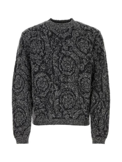 Versace Man Embroidered Cotton Blend Sweater
