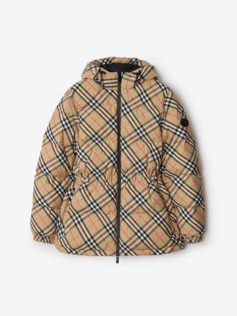 Burberry Check Nylon Hooded Puffer Jacket