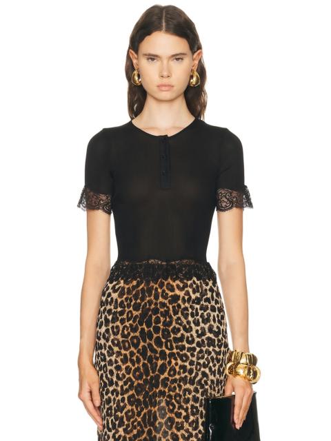 SAINT LAURENT Lace Short Sleeve Top