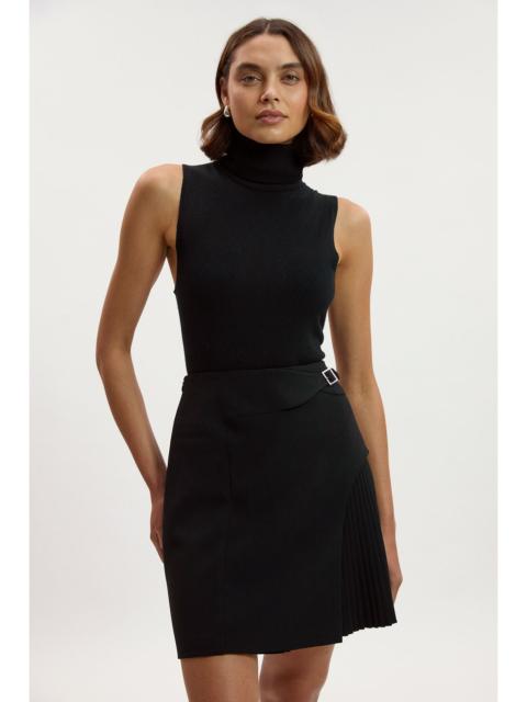 KAREN MILLEN Tailored Buckle Detail Pleated Mini Skirt