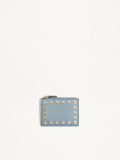 Valentino ROCKSTUD GRAINY CALFSKIN CARDHOLDER WITH ZIPPER